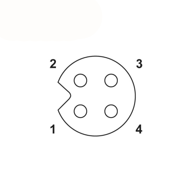 M5 4pins A code female straight front panel mount connector,unshielded,single wires,26AWG 0.14mm²,brass with nickel plated shell